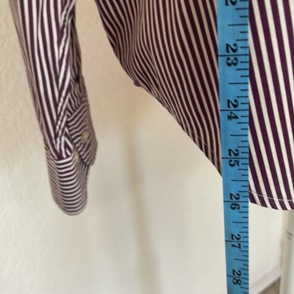 LAUREN Ralph Lauren Button Down 100% Cotton Shirt Purple White Stripe Women's XL - Picture 6 of 7